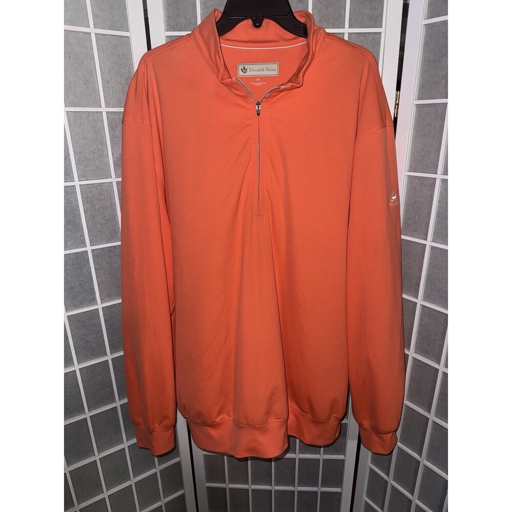 Donald Ross Mens Quarter Zip Pullover Sweatshirt XXL Orange The Lakes